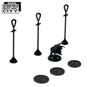 4ground:  3 x  Sewer Cover & 3 x Lampposts