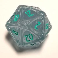 Polyhero Dice d20 Orb - Ethereal Ice & Burning Blue