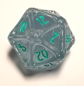 Polyhero Dice d20 Orb - Ethereal Ice & Burning Blue