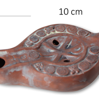 Oil Lamp, ancient Roman Discus Style with Kai-Ro Motif