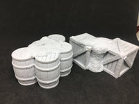 Crates and Barrels For Dock Set - 28-32mm Tabletop Terrain
