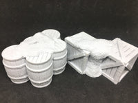 Crates and Barrels For Dock Set - 28-32mm Tabletop Terrain
