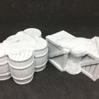 Crates and Barrels For Dock Set - 28-32mm Tabletop Terrain