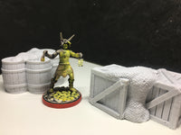 Crates and Barrels For Dock Set - 28-32mm Tabletop Terrain
