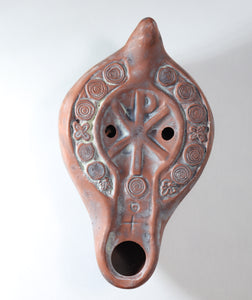 Oil Lamp, ancient Roman Discus Style with Kai-Ro Motif