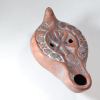 Oil Lamp, ancient Roman Discus Style with Kai-Ro Motif