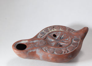 Oil Lamp, ancient Roman Discus Style with Kai-Ro Motif