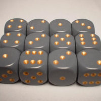 Chessex Dice Sets: Grey/Copper Opaque 16mm d6 (12)