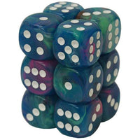 Chessex Dice Sets: Menagerie #10 - Festive Waterlily w/white 16mm d6 Dice Block (12)