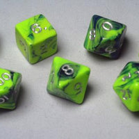 RPG Dice Sets(16mm): Green-Blue/Silver Toxic Polyhedral 7-Die Set